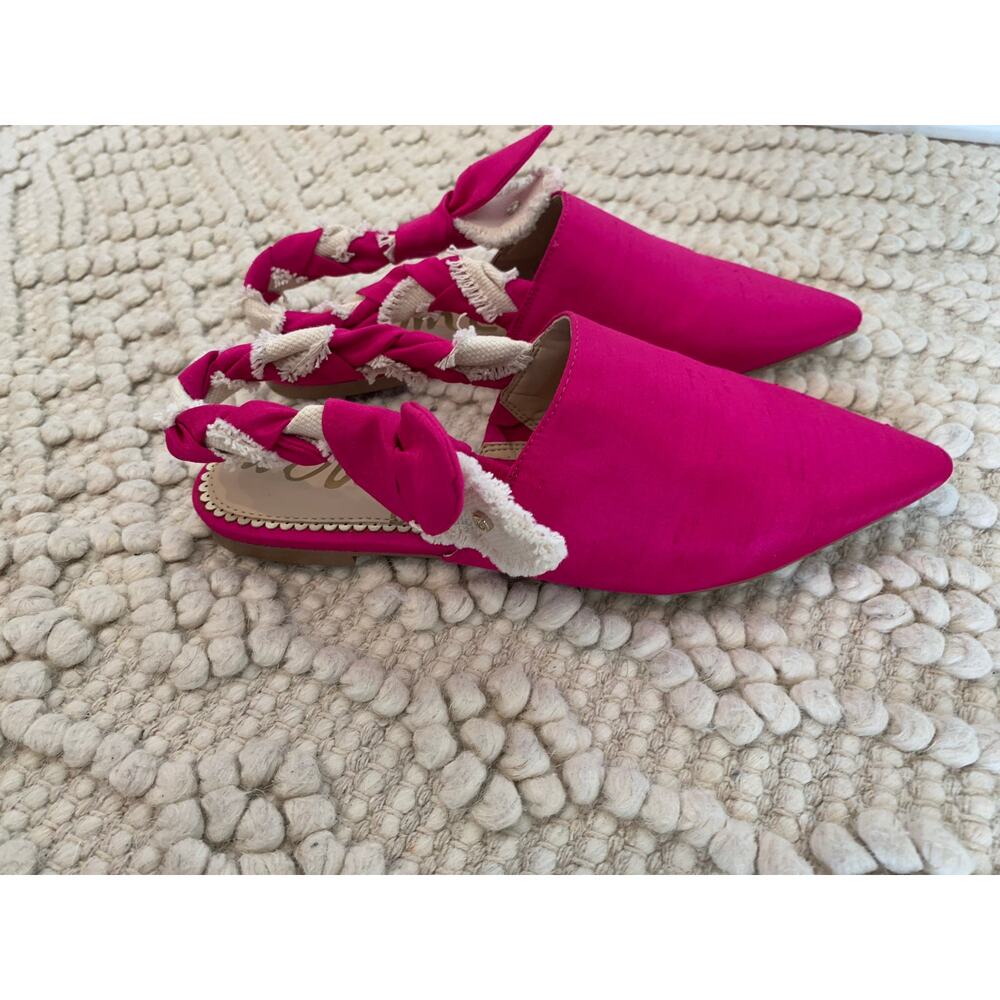 Sam Edelman Rivers Hot Pink Silk SatinPointed Toe Slingback Mule Hot Pink Sz 7 M - Picture 4 of 7